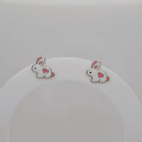 Color Bunny Studs - White image