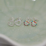 Small Bling Heart Studs image 0