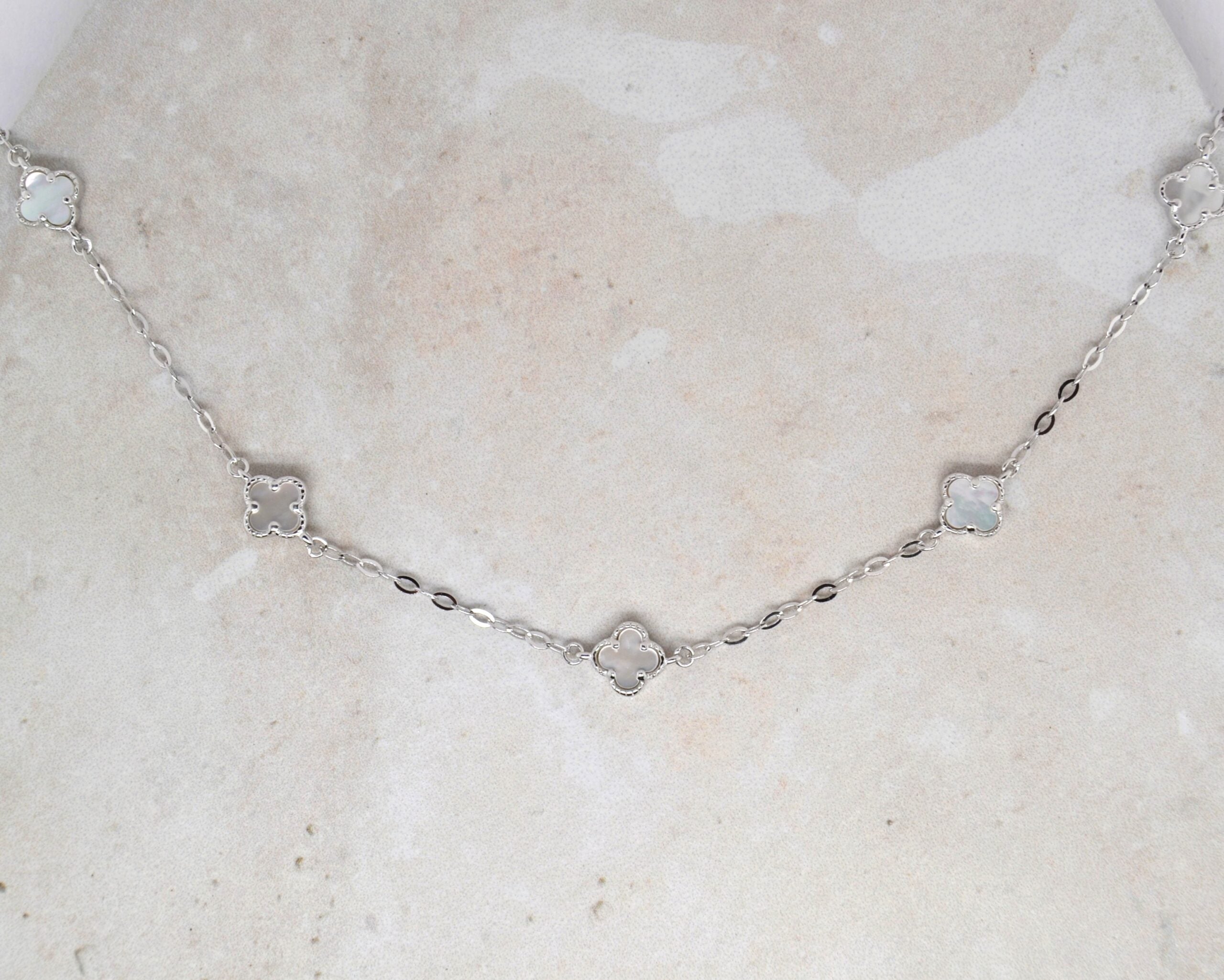 Silver Clover Necklaces - White image