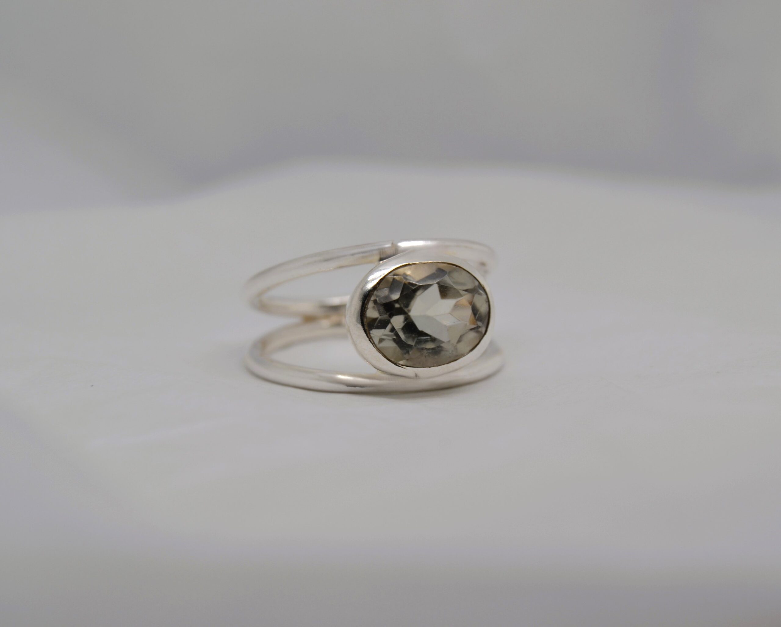 Oval Natural Stone Ring - Grey, P image
