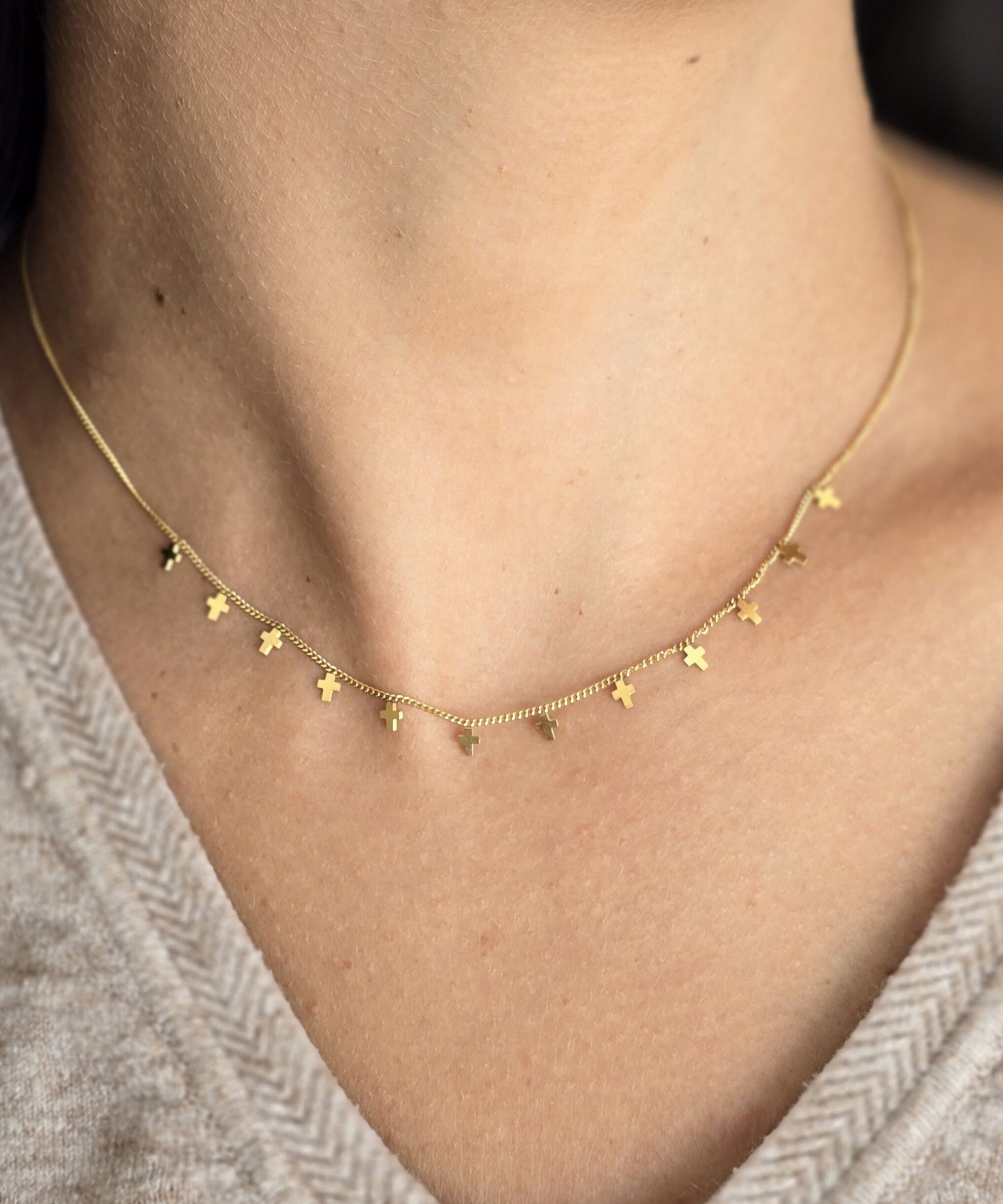Small Cross Gold Necklace image 0