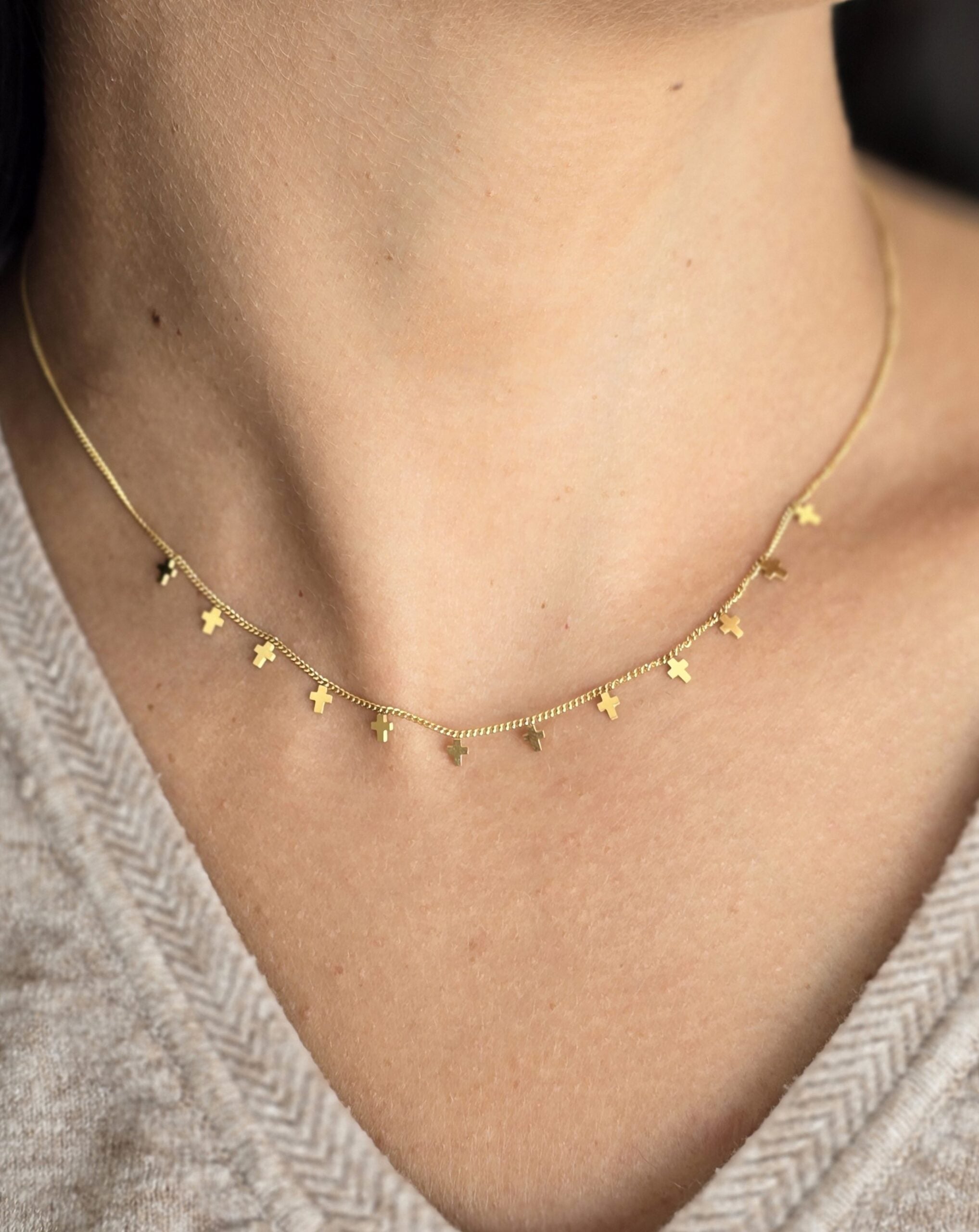 Small Cross Gold Necklace image 0