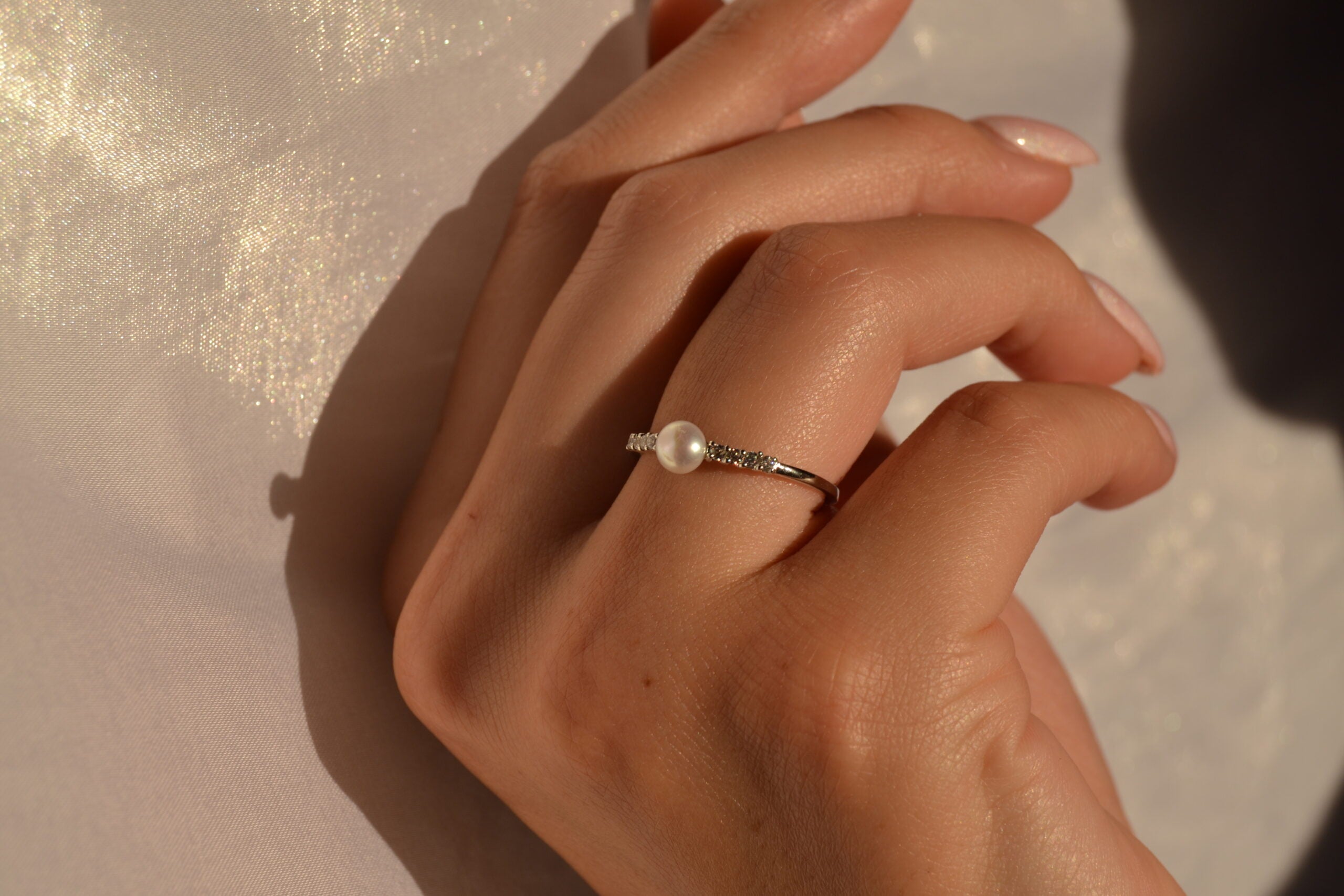 Bling Pearl Silver Ring image 0