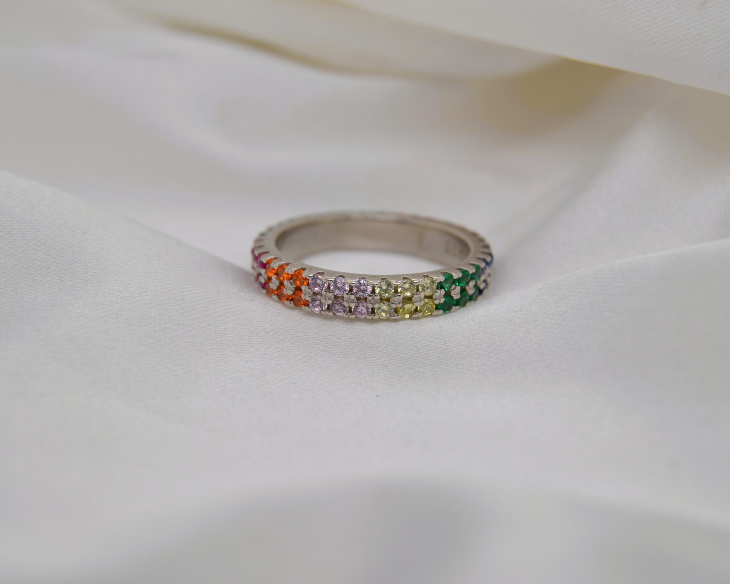 Rainbow Sterling Silver Ring image 1