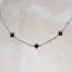 Silver Clover Necklaces - Black image