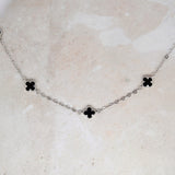 Silver Clover Necklaces - Black image