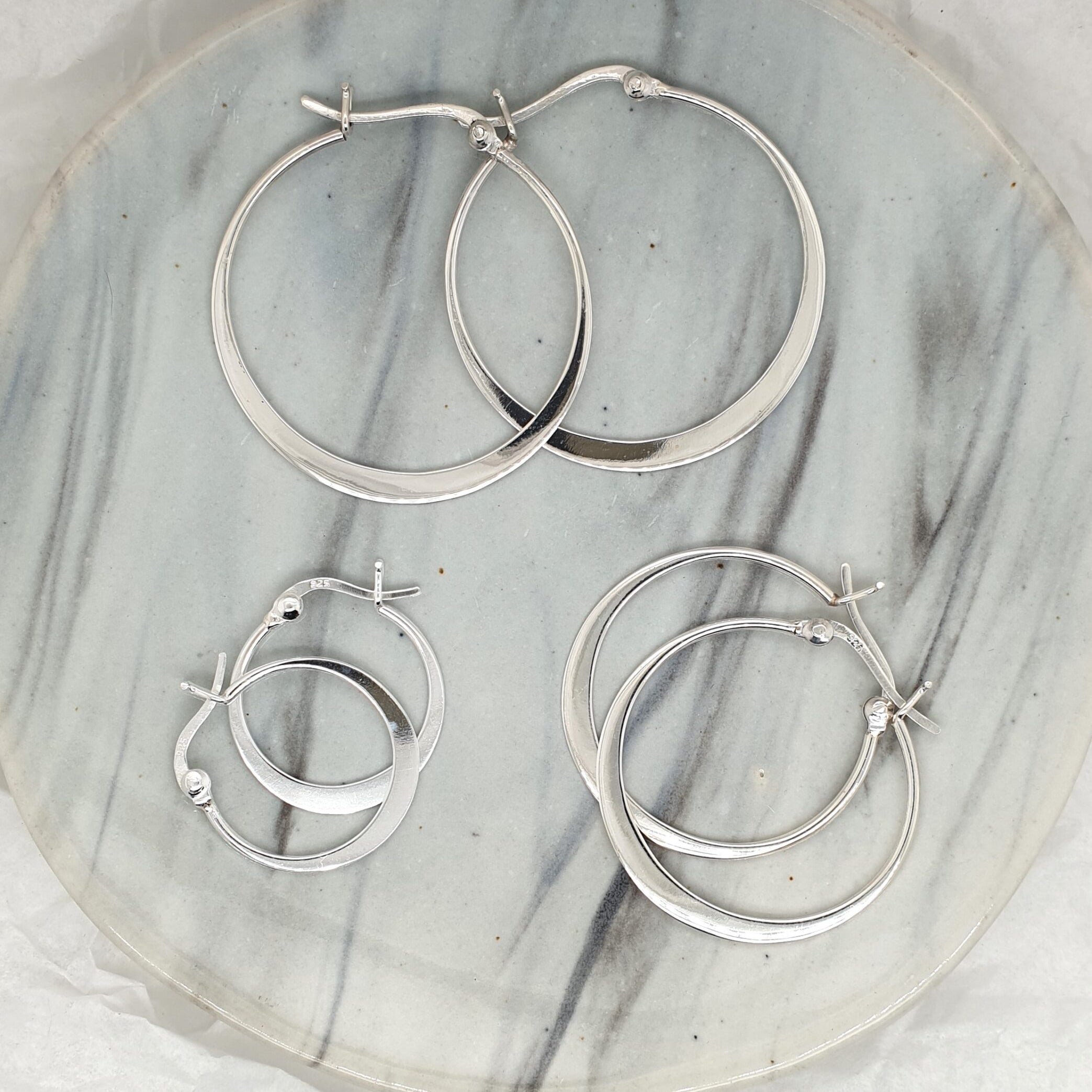 Flat Silver Hoops image 0
