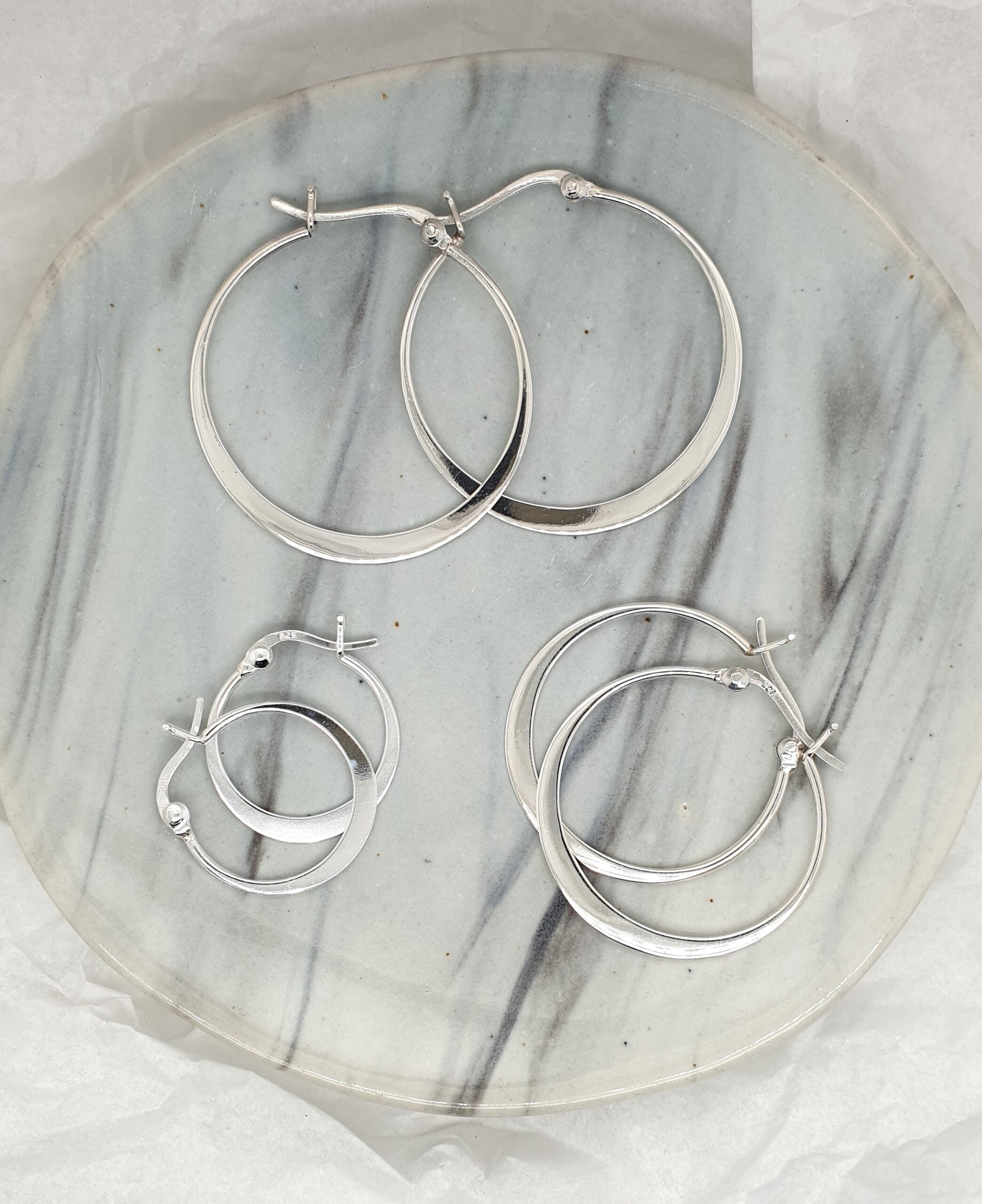 Flat Silver Hoops image 0