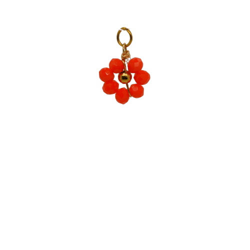 Orange Beaded Flower Charm image 0