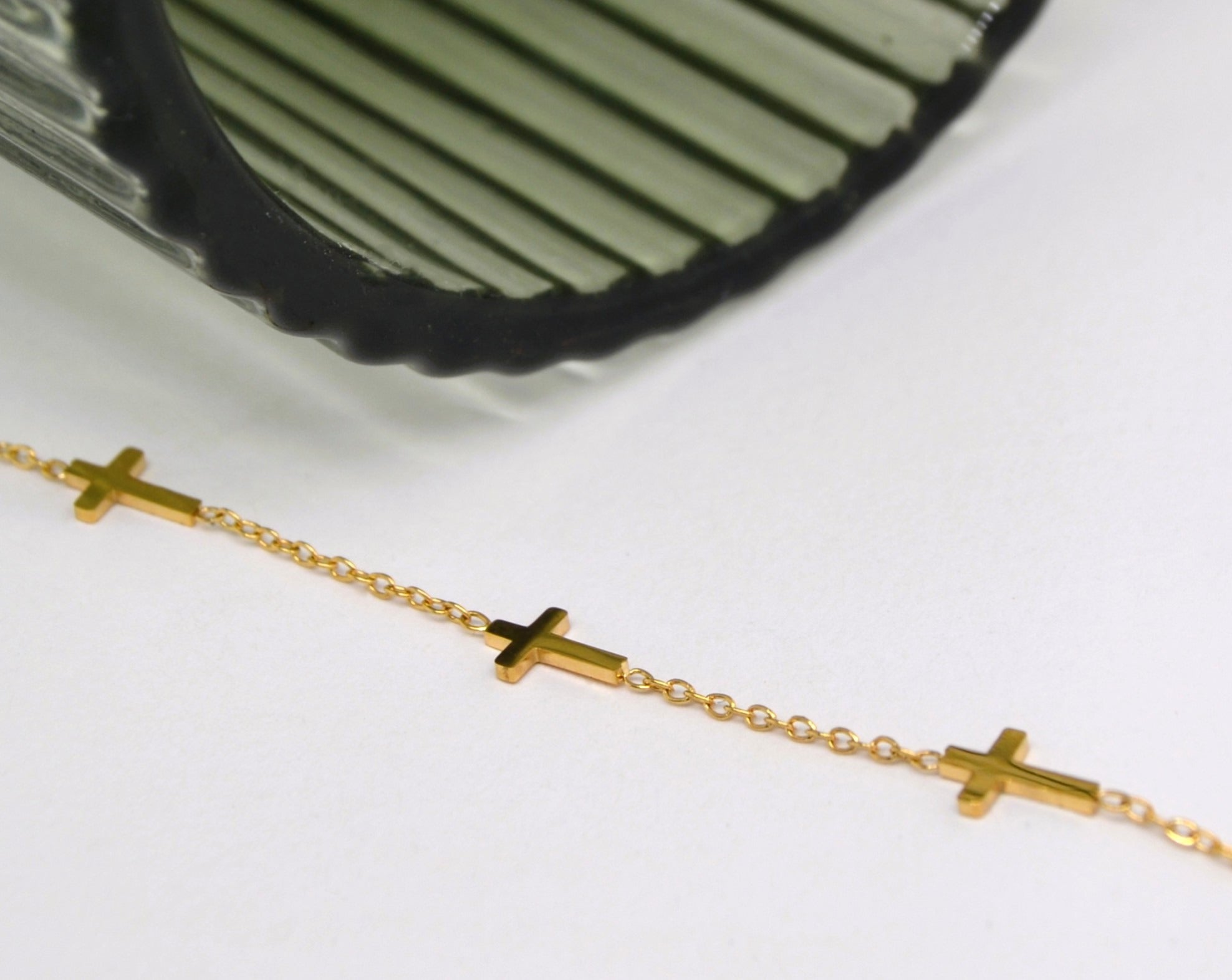 Small Crosses Gold Bracelet image 0