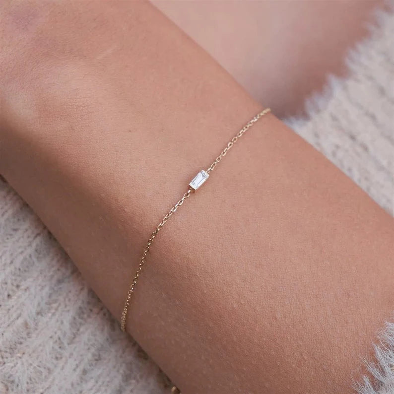 The Minimalist Baguette Moissanite Bracelet image 0