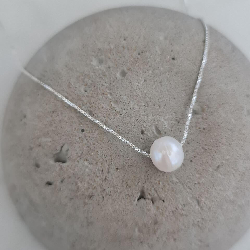 Sterling Silver Pearl Necklace image 1