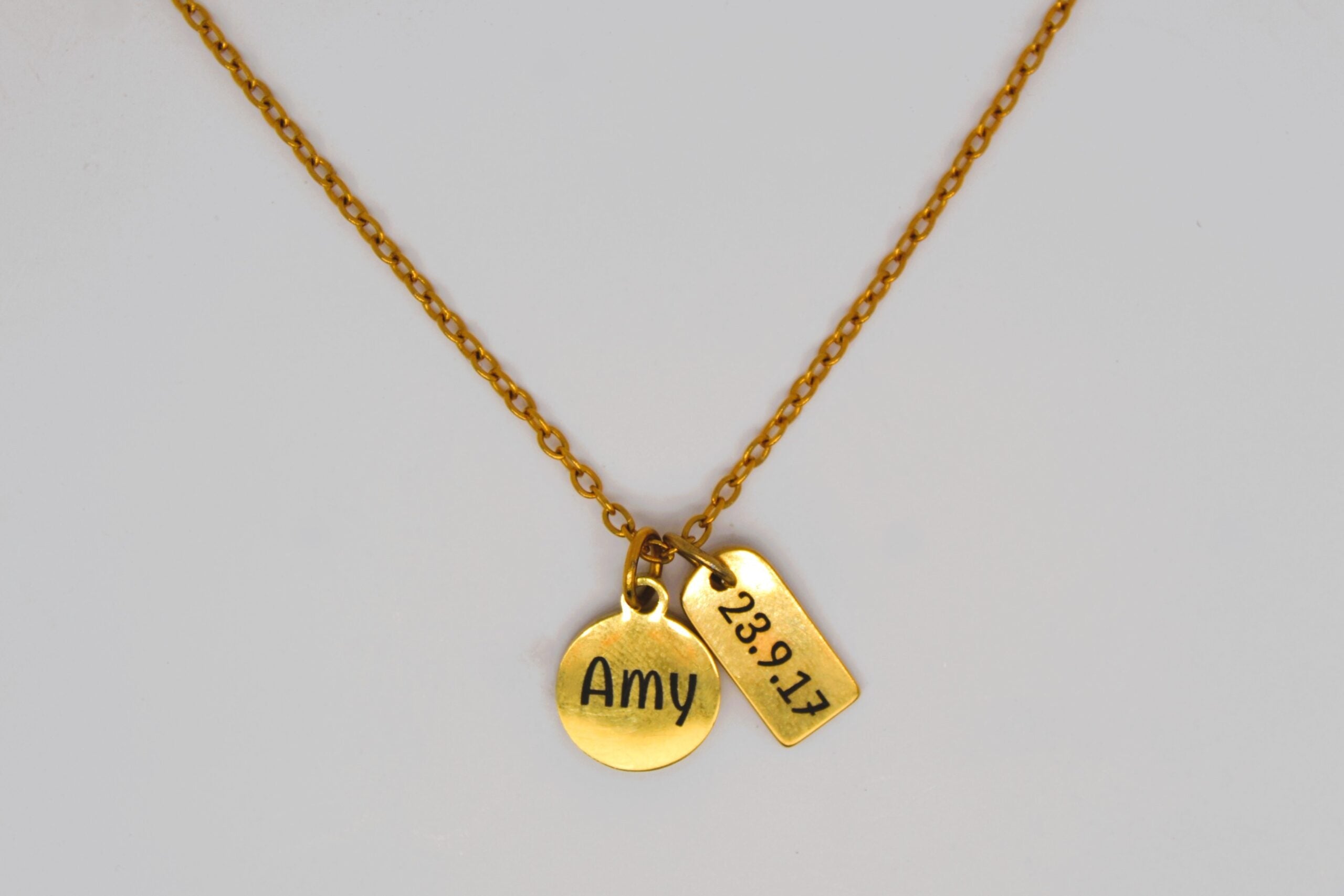 Gold Name and Date Necklace image 0