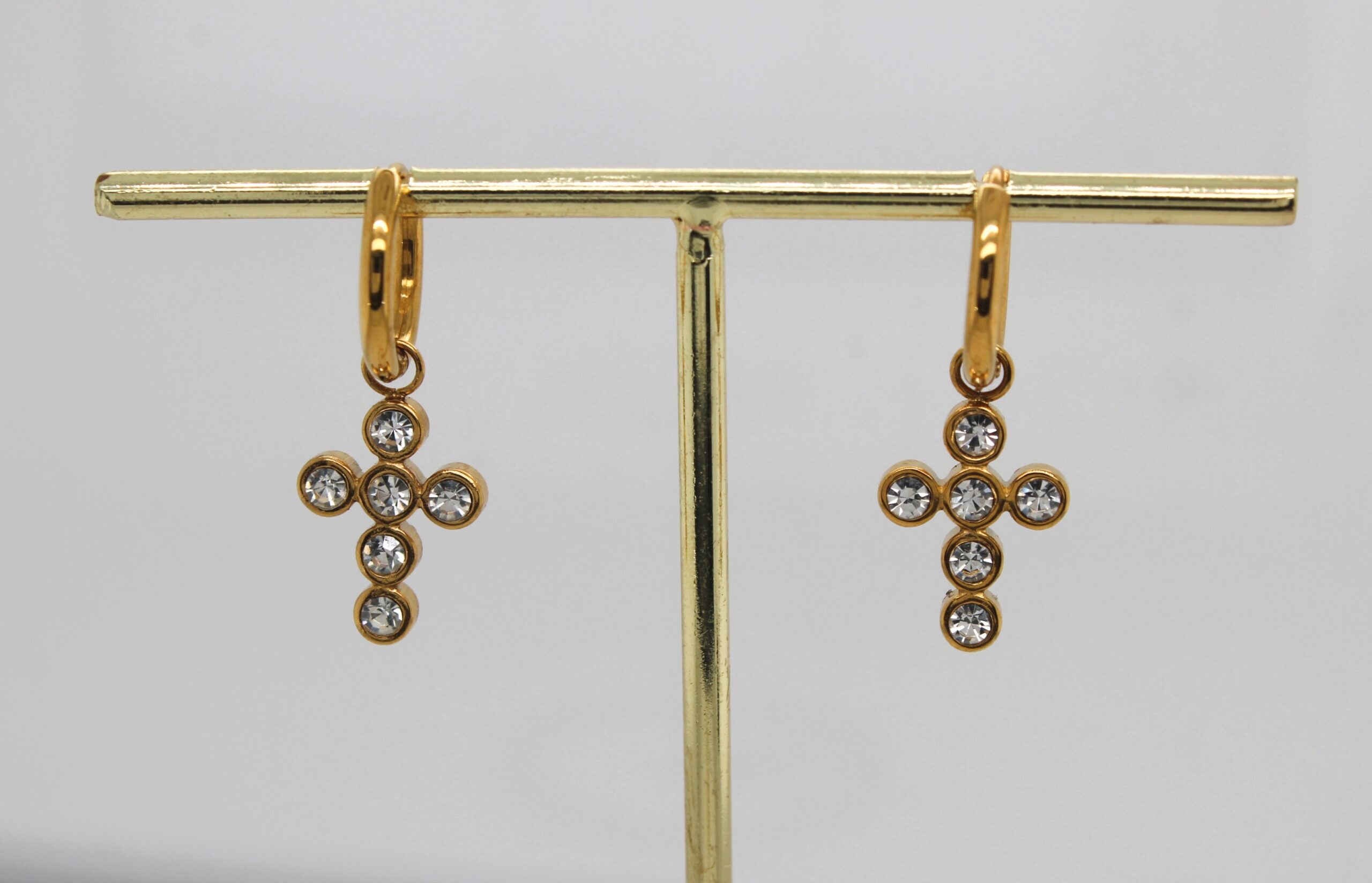 Gold Bling Cross Earrings image 0
