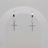 Hanging Bling Cross Earrings image 0