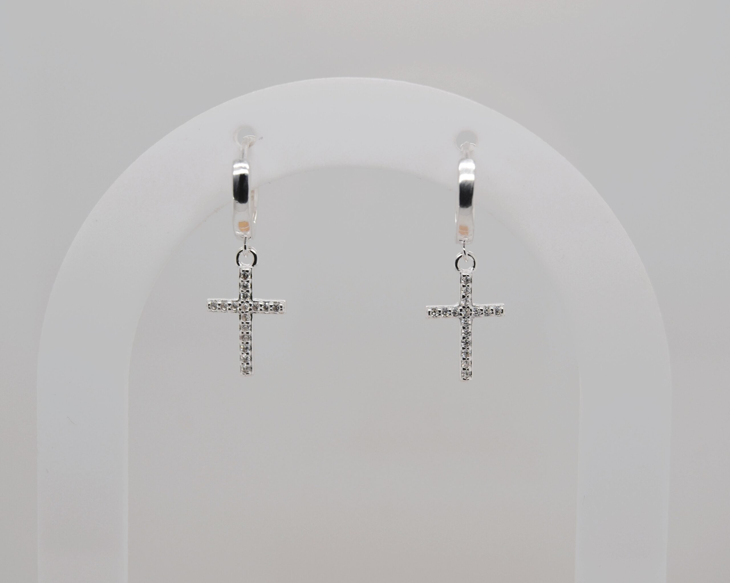 Hanging Bling Cross Earrings image 0
