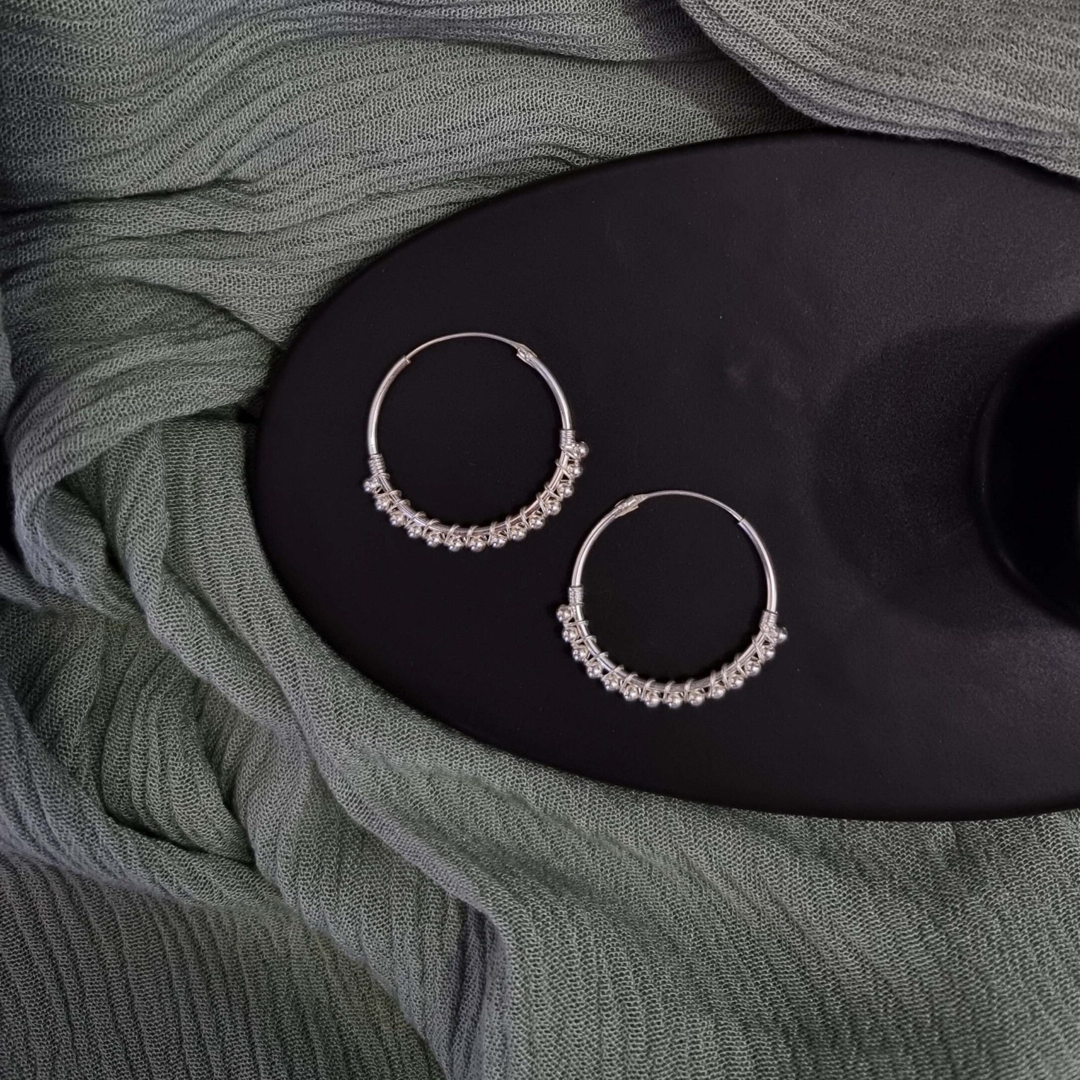 Boho Style Silver Hoops image 0