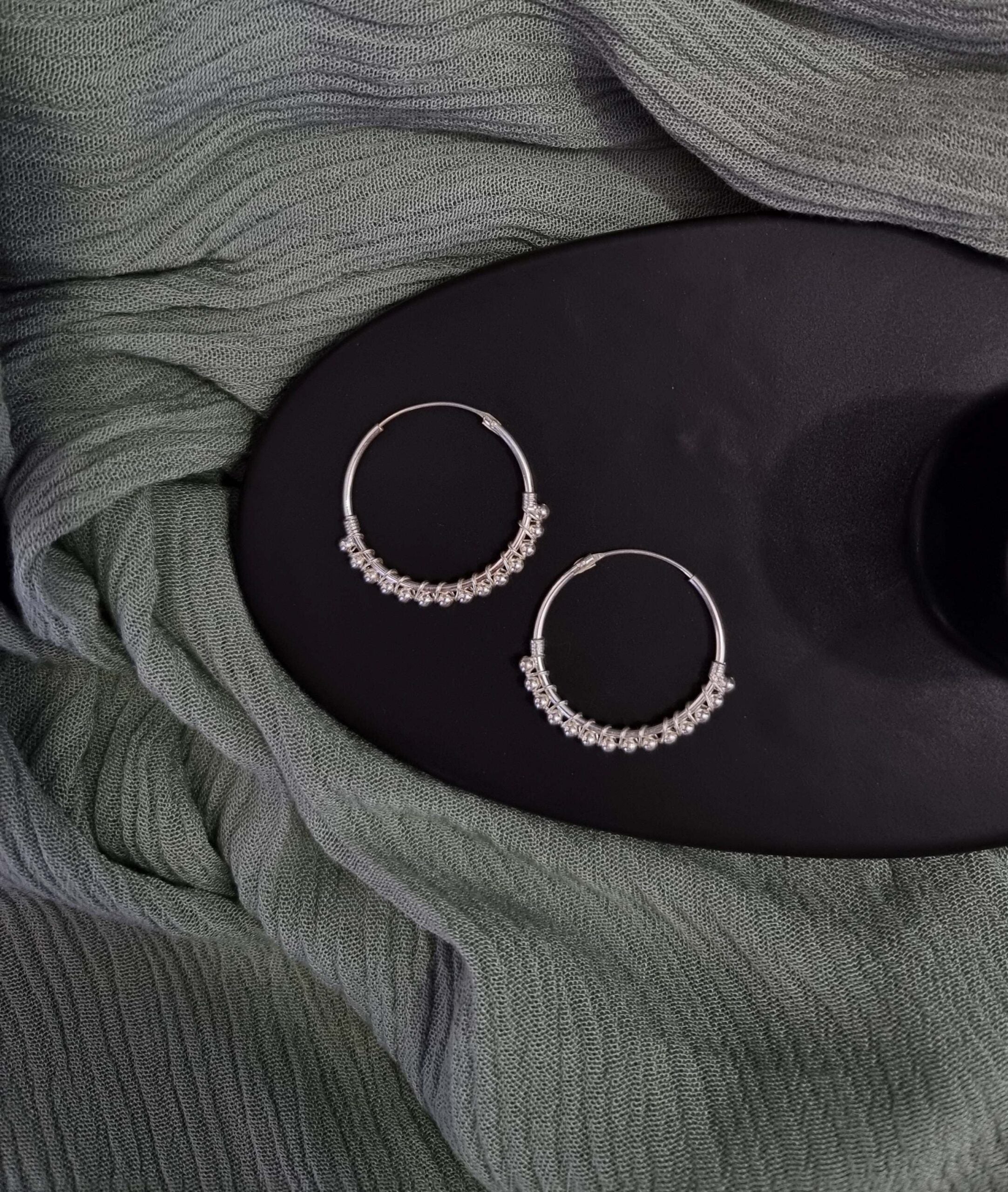 Boho Style Silver Hoops image 0