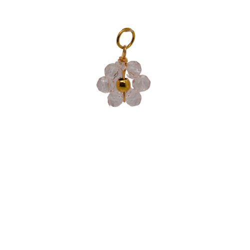 White Beaded Flower Charm image 0