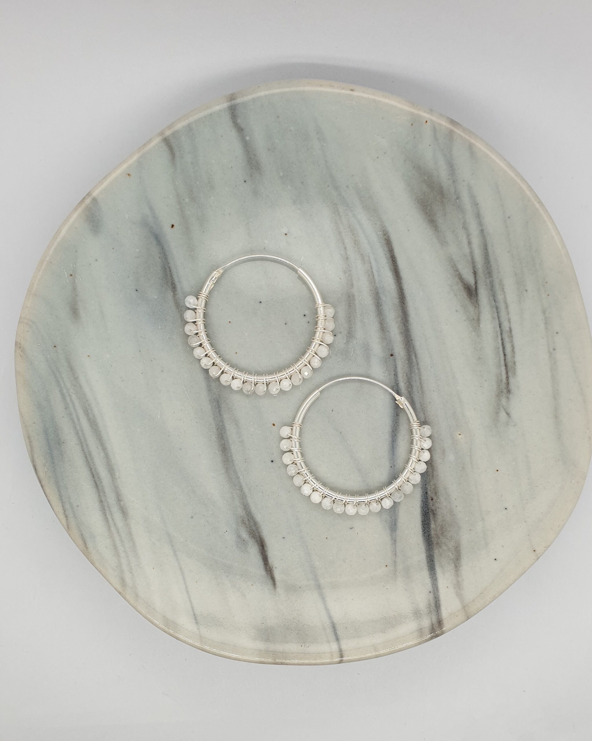 Natural Stone Silver Hoops - Howlile image