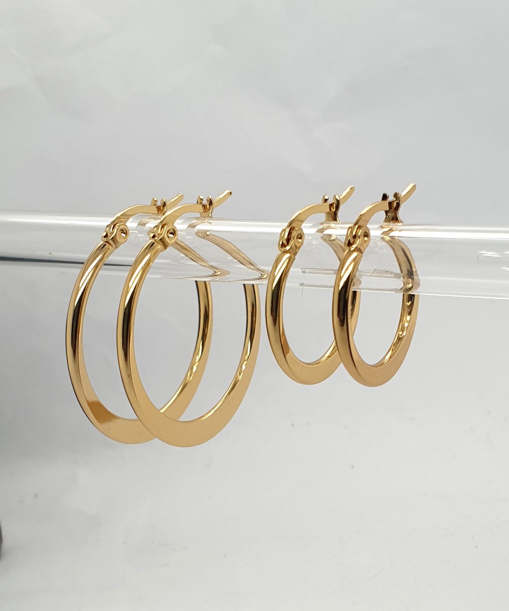 Gold Plated Flat Hoops image 0