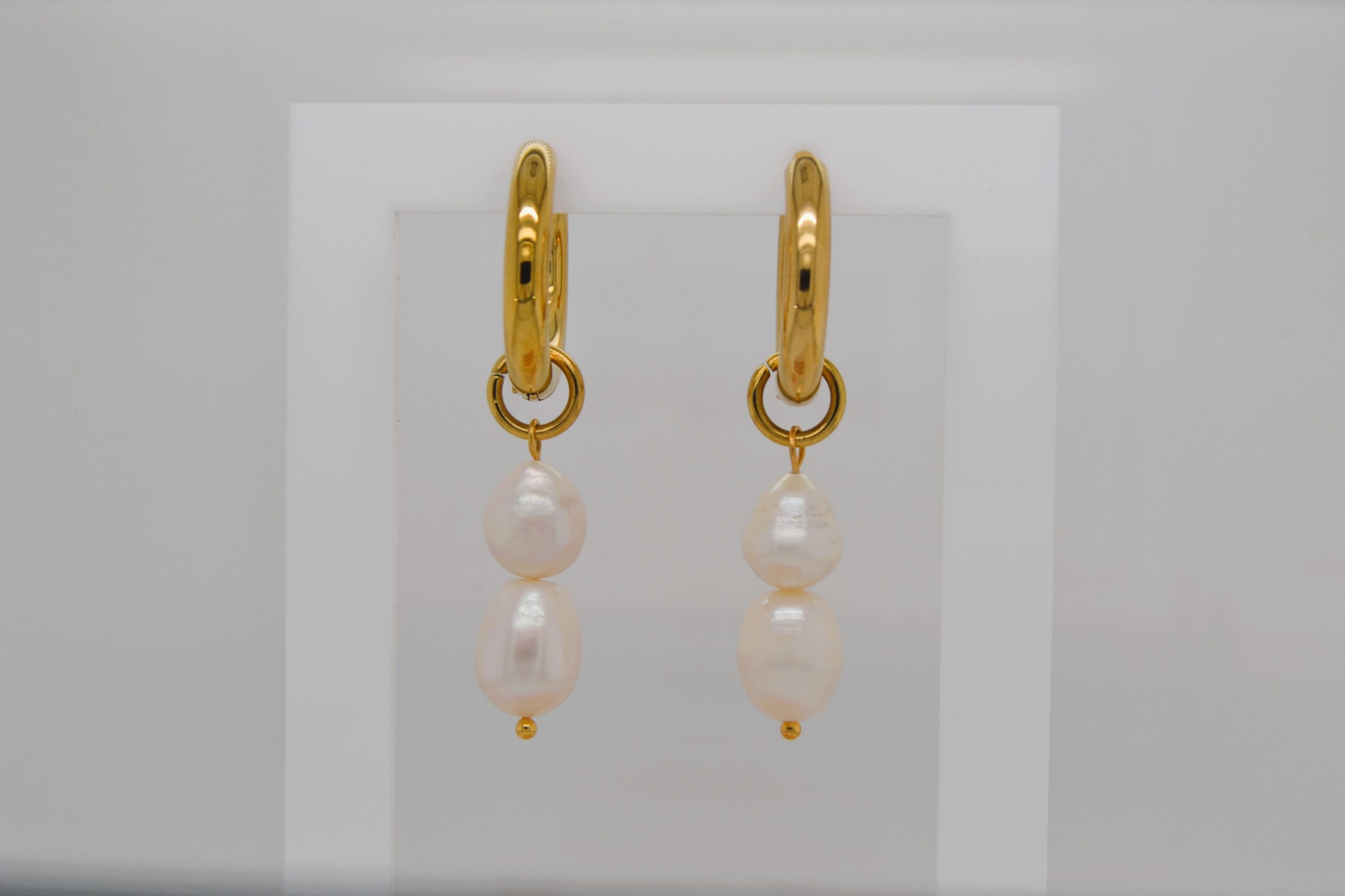 Double Pearl Gold Huggies image 0