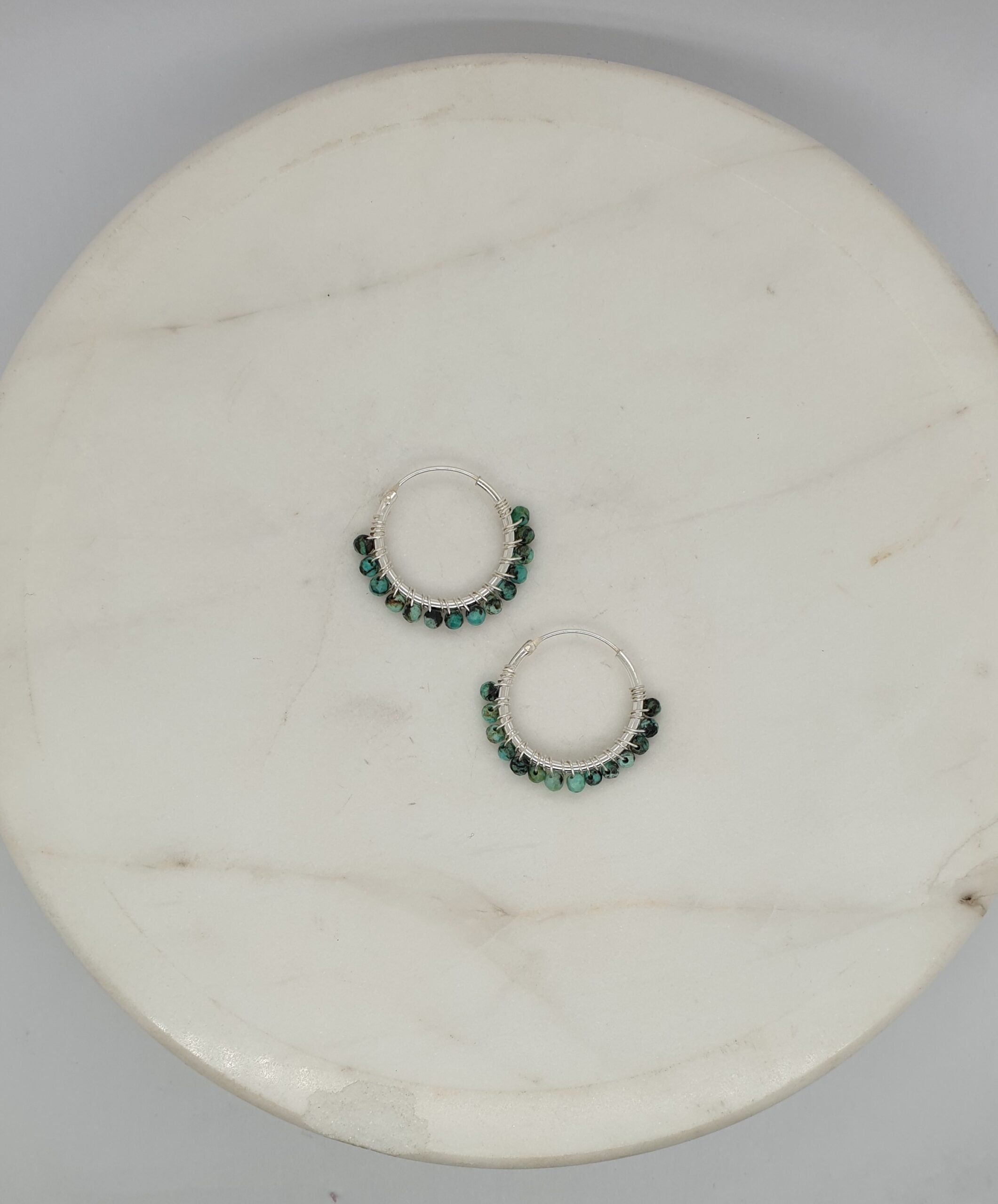 Natural Stone Small Hoops - AF. Turquoise image
