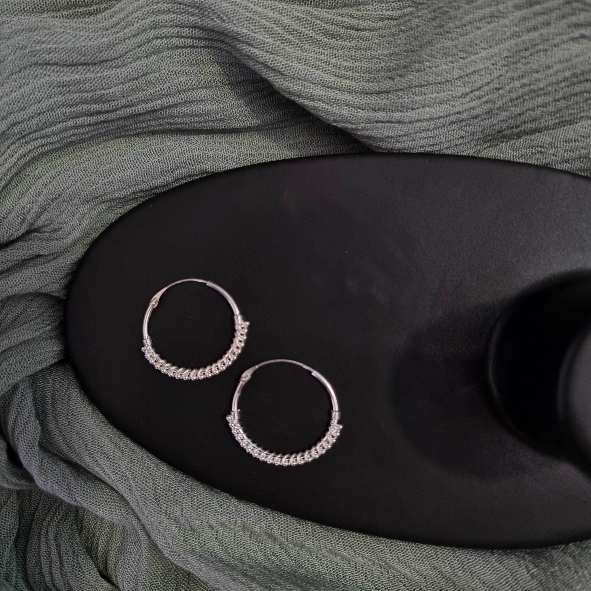 Boho Style Silver Hoops image 1