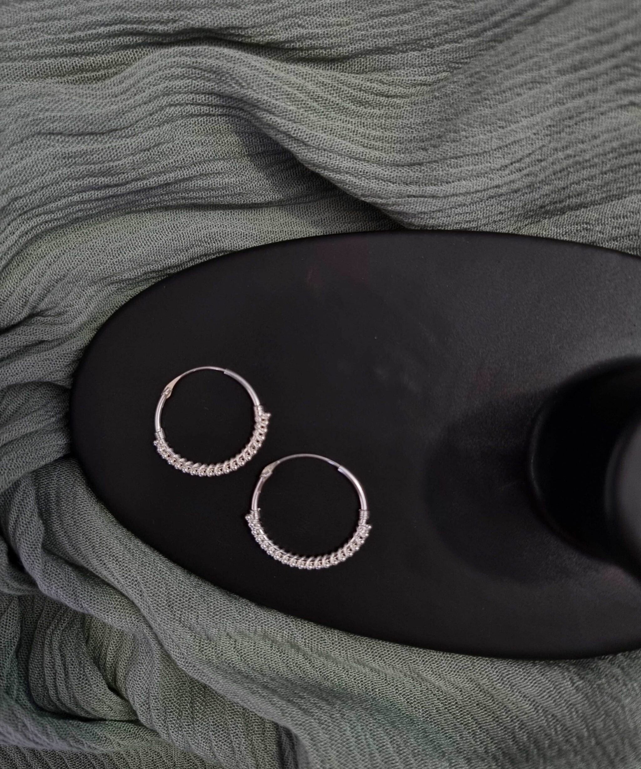 Boho Style Silver Hoops image 1