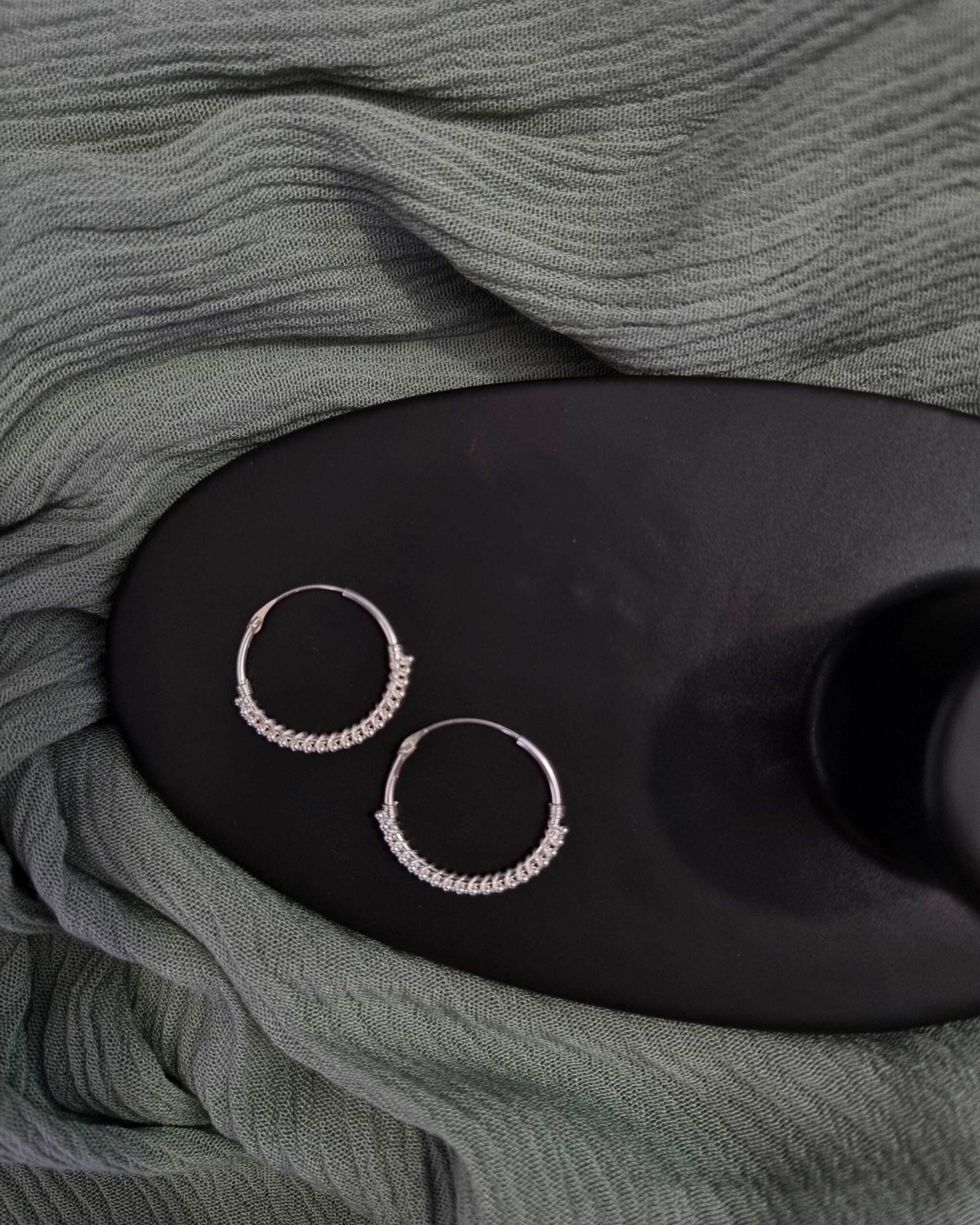 Boho Style Silver Hoops image 1