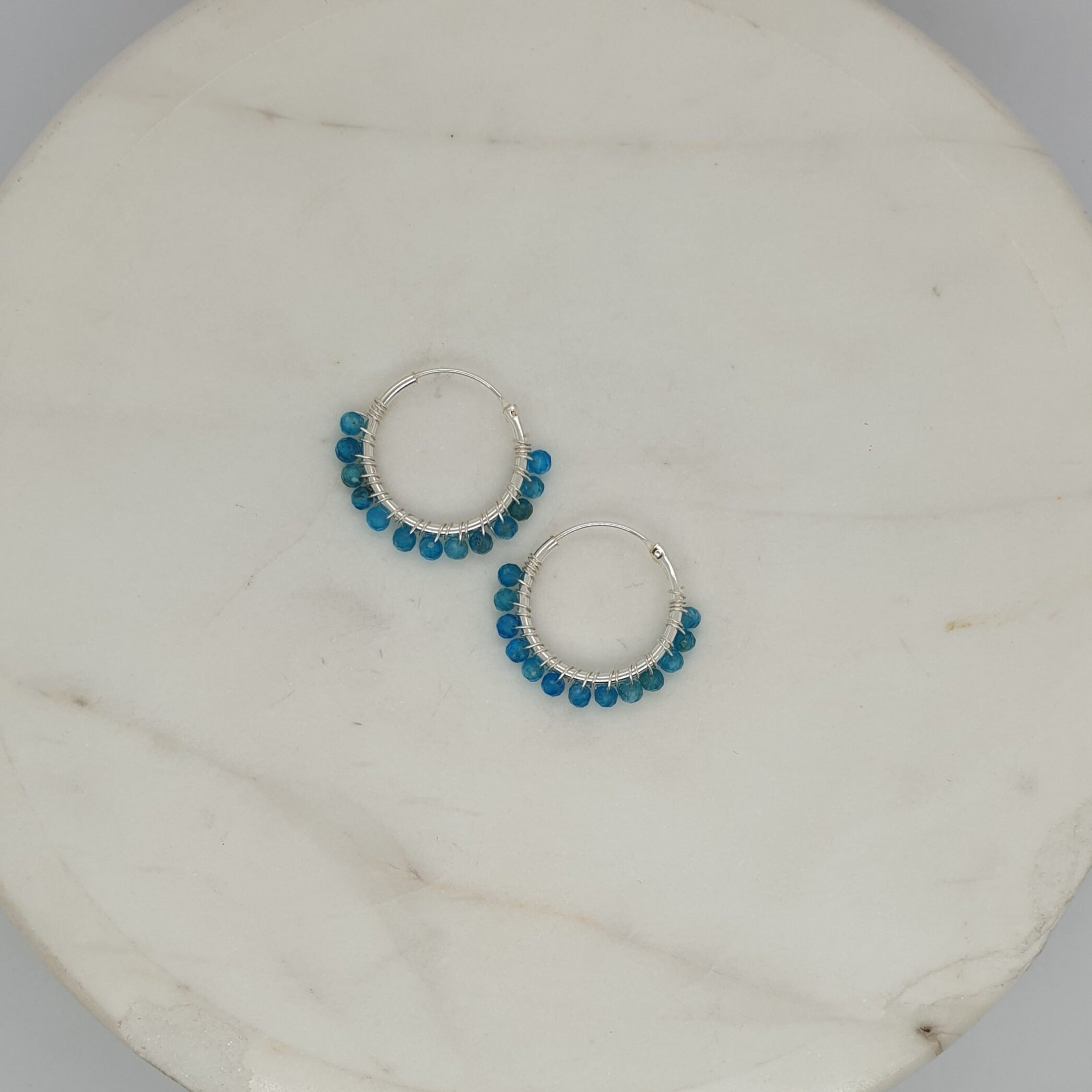 Natural Stone Small Hoops - Blue image