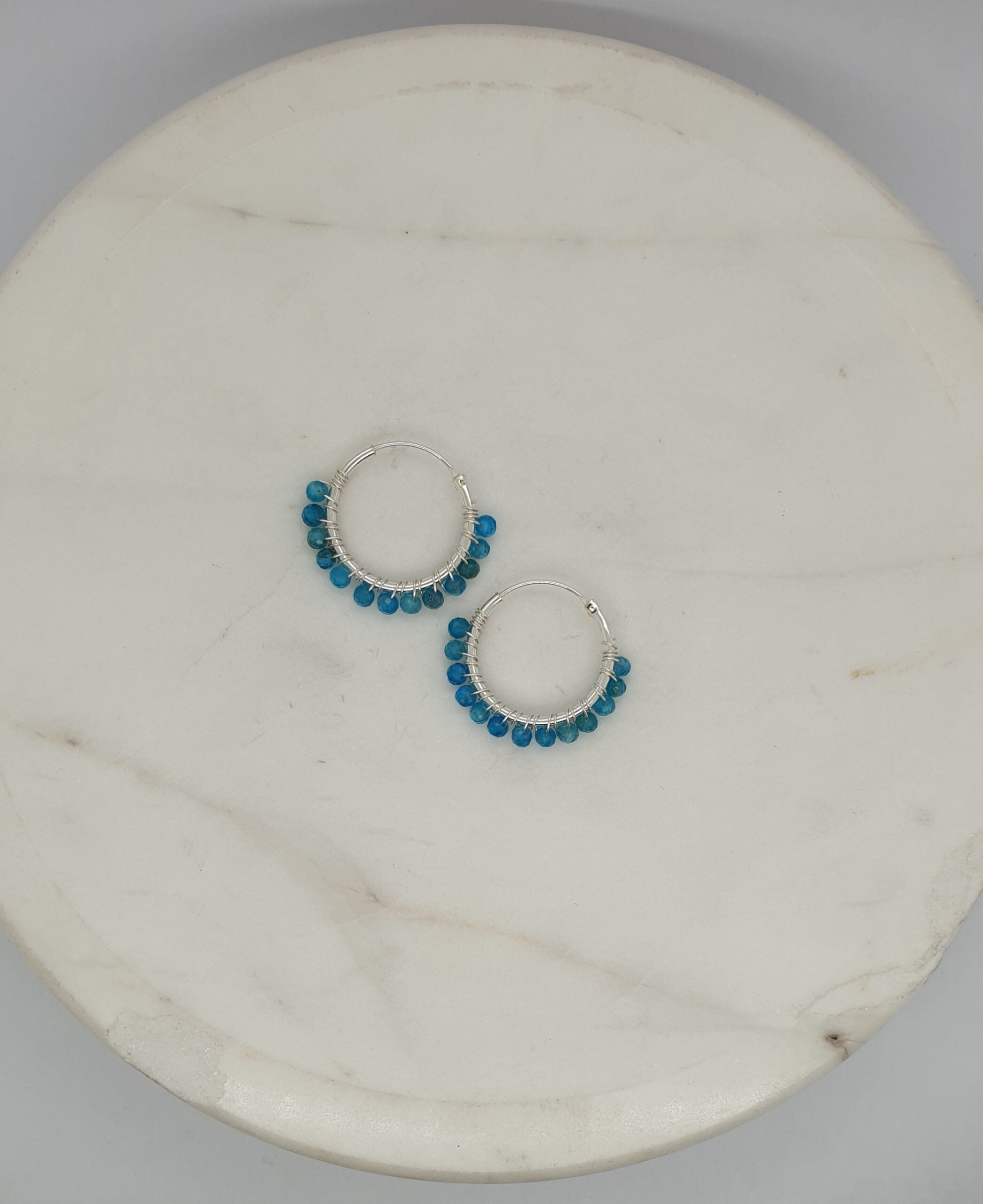 Natural Stone Small Hoops - Blue image