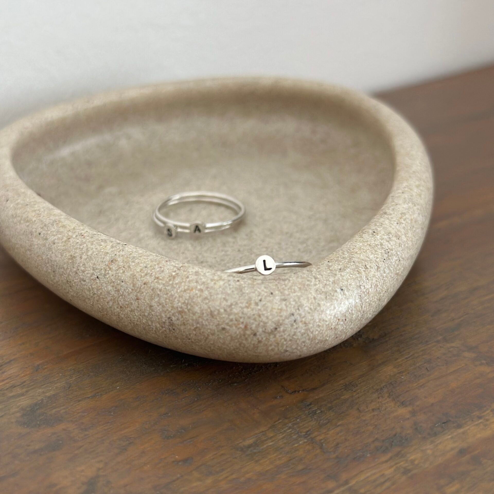 Tiny Silver Initial Rings image 1