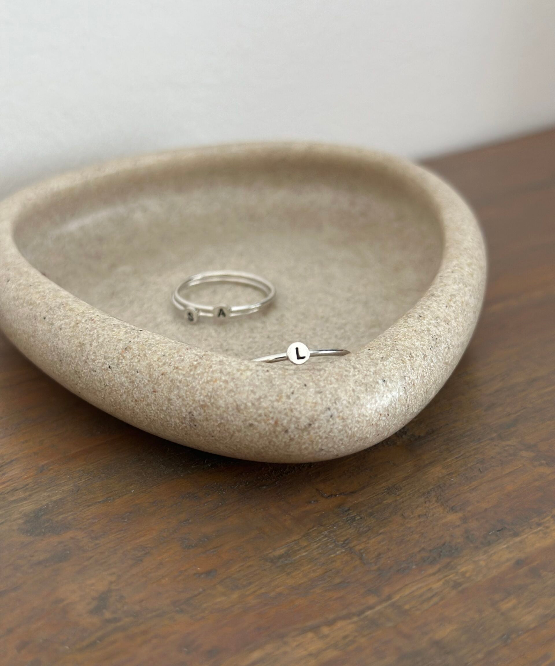 Tiny Silver Initial Rings image 1