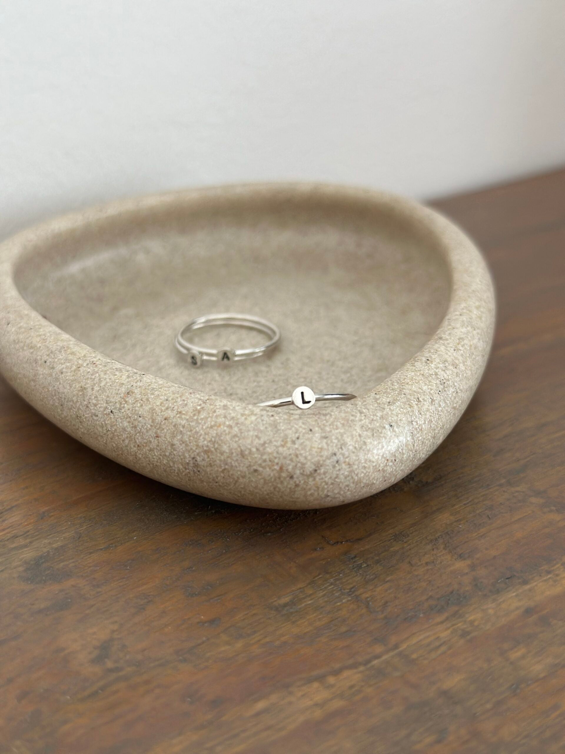 Tiny Silver Initial Rings image 1