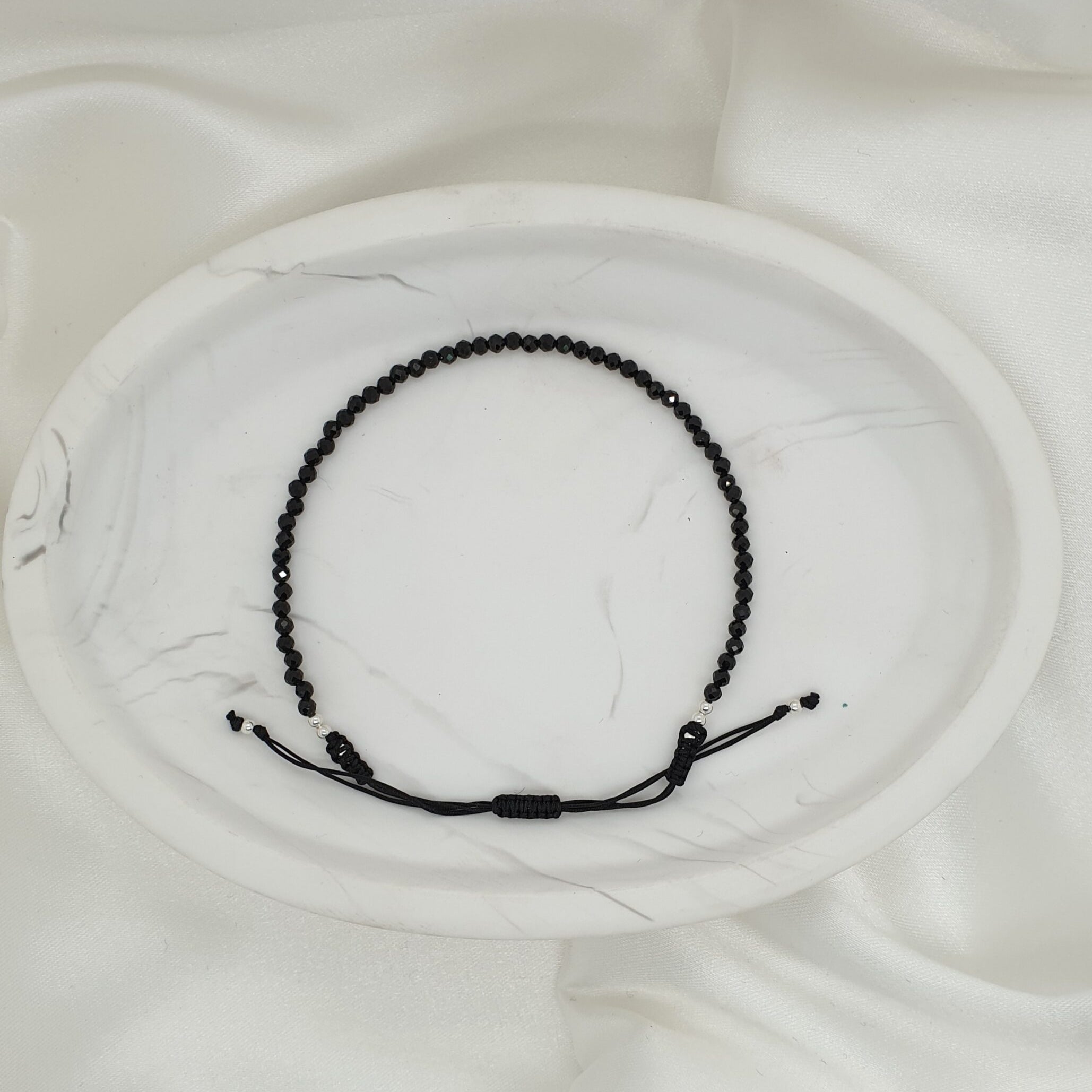 Natural Stone Adjustable Bracelet - Black Spinel image