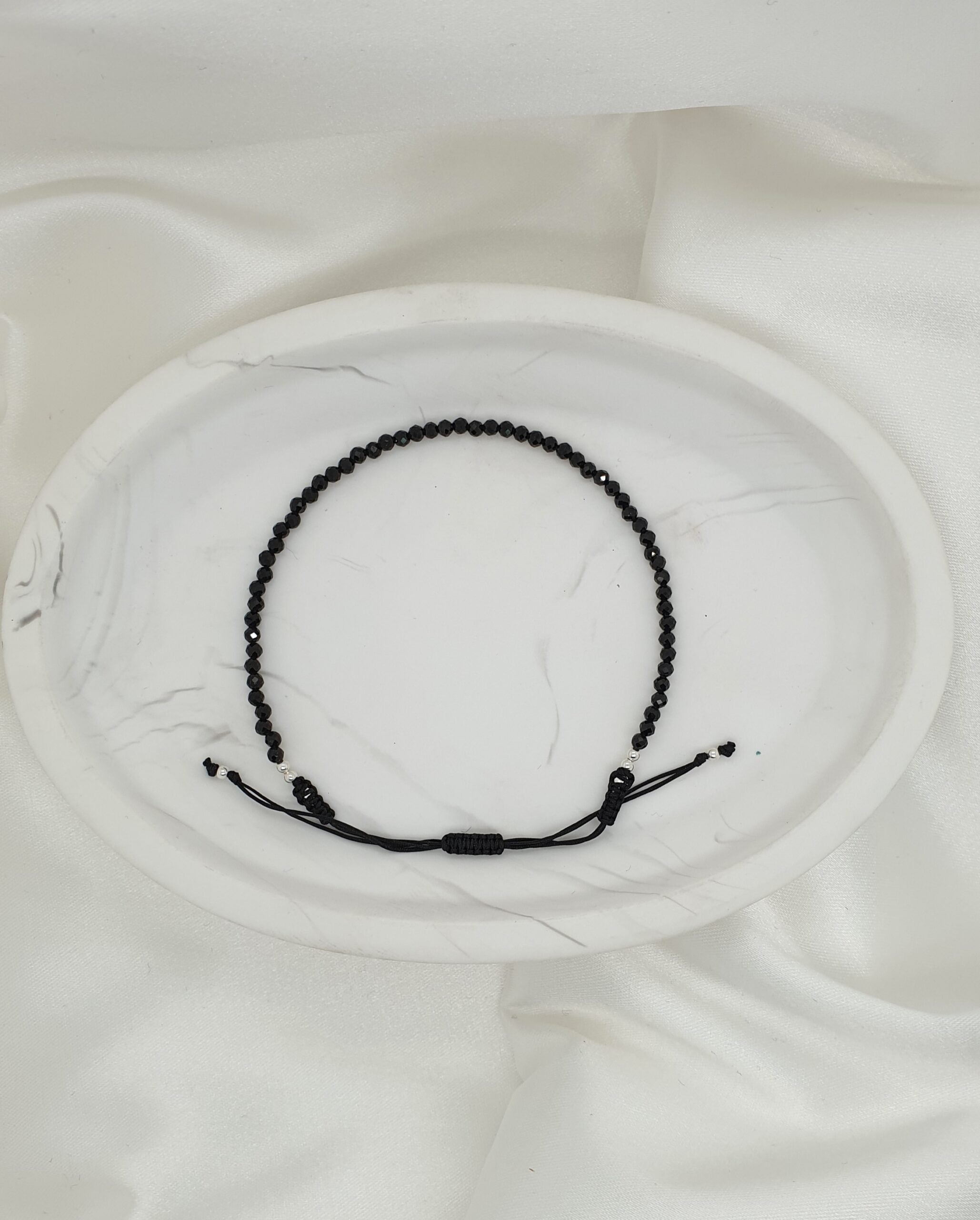 Natural Stone Adjustable Bracelet - Black Spinel image