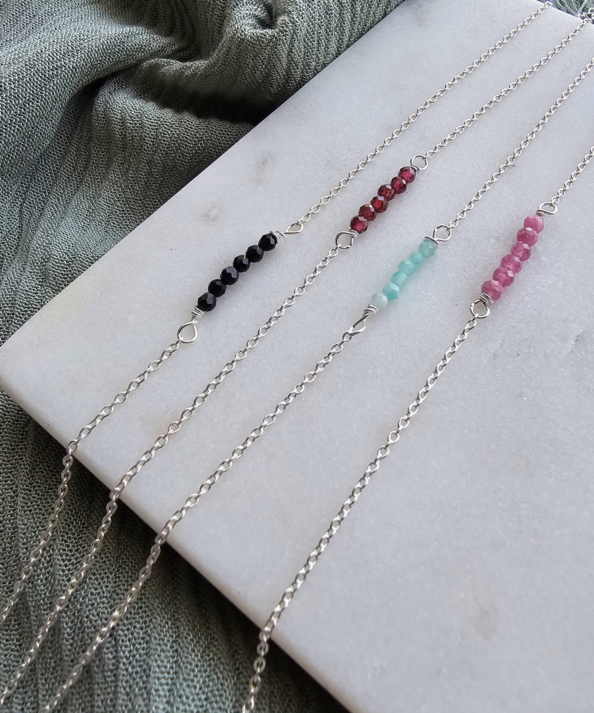 Colored Stone Silver Anklet image 0