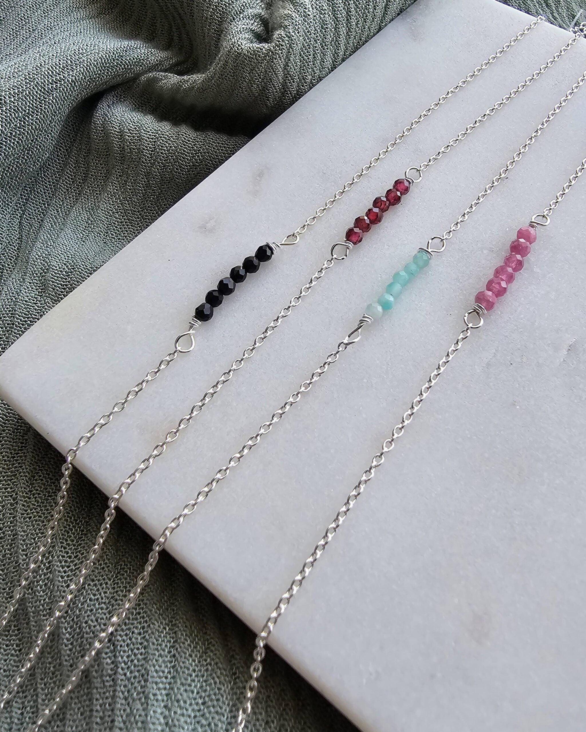 Colored Stone Silver Anklet image 0