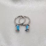 Tiny Emerald Cut Huggies - Blue image