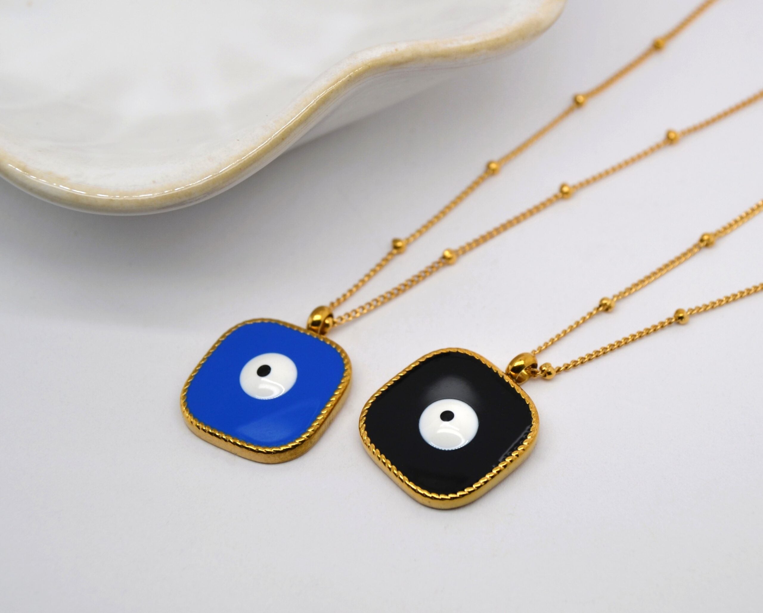 Square Gold Evil Eye Necklace image 0
