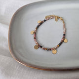 Gold Colored Beads Bracelet - Pink image