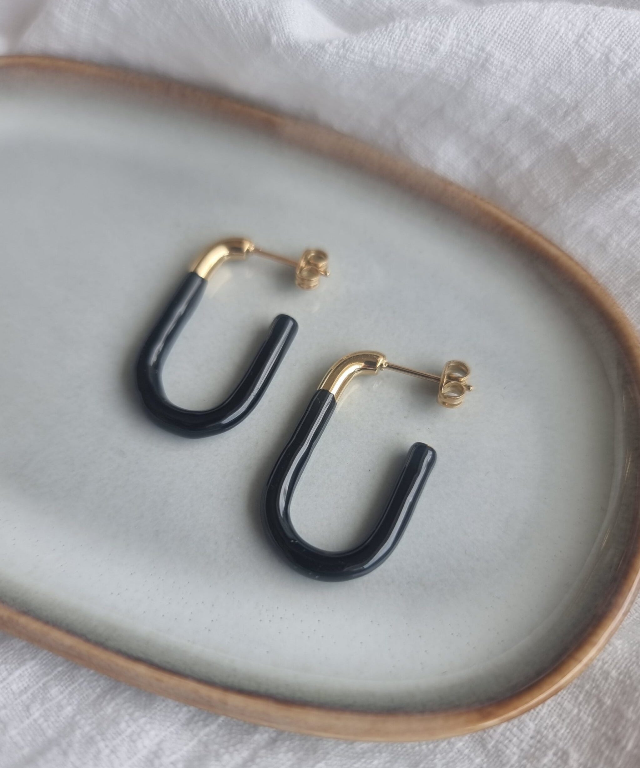 Rectangle Dip Gold Earrings image 1