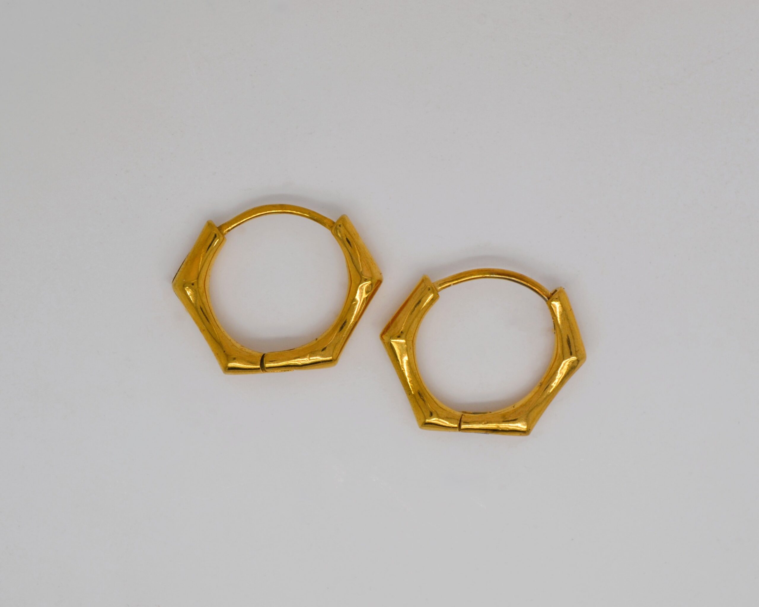 Gold Plated Hexagon Huggies image 0