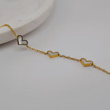 Gold With White Heart Bracelet image 0