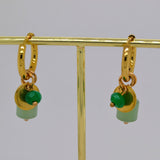 Gold Color Bead Earrings - Green image