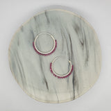 Natural Stone Silver Hoops - Garnet image