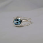 Oval Natural Stone Ring - Aquamarine, T image