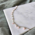 Dangling Stones Silver Anklet - Rose Quarts image