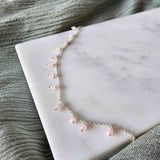 Dangling Stones Silver Anklet - Rose Quarts image